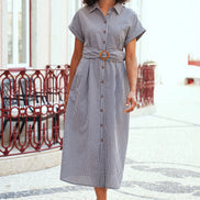 Yumi Black Gingham Relaxed Shirt Dress with Matching Belt