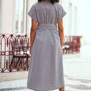 Yumi Black Gingham Relaxed Shirt Dress with Matching Belt