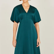 Yumi Green Satin Midi Kimono Dress