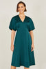 Yumi Green Satin Midi Kimono Dress