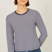 Yumi Navy Striped Jersey Long Sleeve T-Shirt