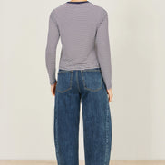 Yumi Navy Striped Jersey Long Sleeve T-Shirt