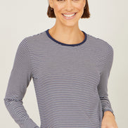 Yumi Navy Striped Jersey Long Sleeve T-Shirt