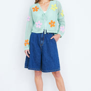 Yumi Blue Denim Wide Leg Shorts