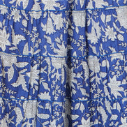 Yumi Blue Floral Cotton Tiered Maxi Skirt