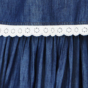 Yumi Blue Cotton Chambray Top with Lace Trims