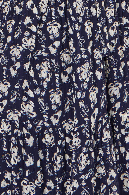 Yumi Navy Floral Mesh Wrap Dress