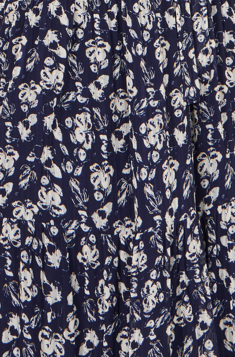Yumi Navy Floral Mesh Wrap Dress