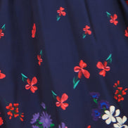 Yumi Navy Floral Mirror Wrap Dress with Dip Hem