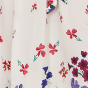 Yumi Ivory Floral Mirror Wrap Dress with Dip Hem