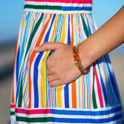 Yumi Multicolour Stripe Cotton Midi Sun Dress