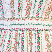 Yumi White Botanical Stripe Midi Dress With Lace Trims