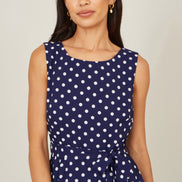 Yumi Navy Spot Tiered Midi Dress