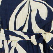 Yumi Navy Geo Swirl Print Halter Maxi Dress
