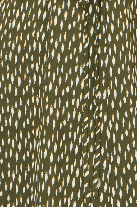 Yumi Green Spot Wrap Midi Tea Dress