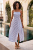 Yumi Blue Stripe Cotton Sun Dress With Ruched Back
