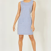 Yumi Navy Stripe Cotton Shift Dress