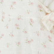 Yumi White Rose Print Wrap Over Frill Dress