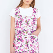 Yumi Pink Retro Floral Cotton Stretch Pinafore Dress