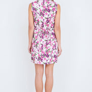 Yumi Pink Retro Floral Cotton Stretch Pinafore Dress