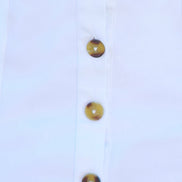 Yumi White Cotton Stretch Mini Skirt with Button Details