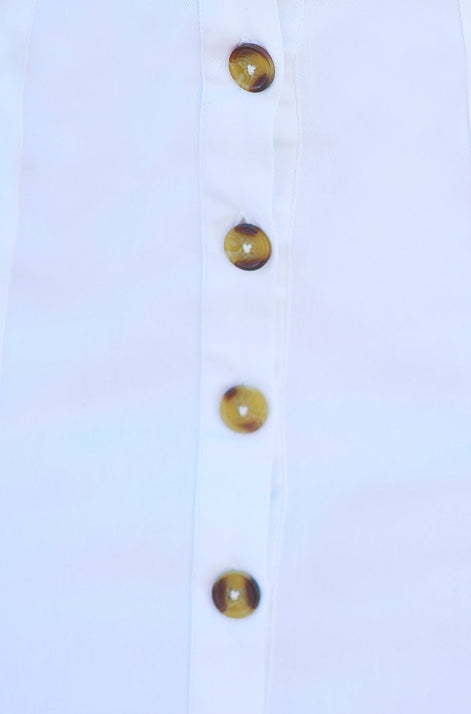 Yumi White Cotton Stretch Mini Skirt With Button Details