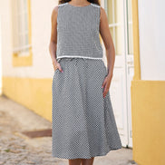 Yumi Black Gingham Cotton Top with Lace Trims