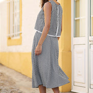 Yumi Black Gingham Cotton Top with Lace Trims