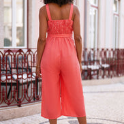 Yumi Red Gingham Button Through Jumpsuit