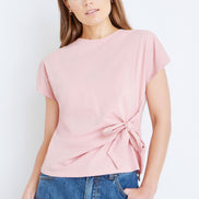 Yumi Pink Cotton Jersey Top with Knot Detail