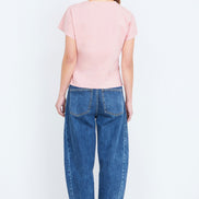 Yumi Pink Cotton Jersey Top with Knot Detail