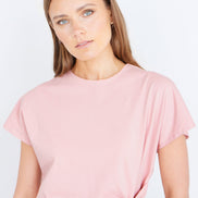 Yumi Pink Cotton Jersey Top with Knot Detail
