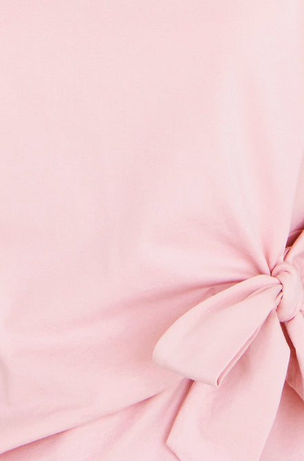 Yumi Pink Cotton Jersey Top with Knot Detail