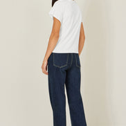 Yumi White Cotton Jersey Top with Knot Detail