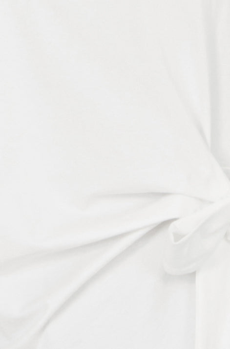 Yumi White Cotton Jersey Top With Knot Detail