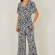 Yumi Black Zebra Print Relaxed Jumpsuit