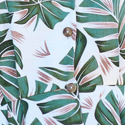 Yumi Green Viscose Leaf Print Retro Playsuit