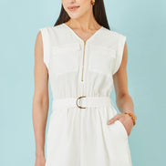 Yumi White Utility Style Playsuit