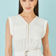 Yumi White Utility Style Playsuit