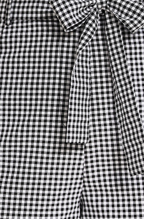 Yumi Black Cotton Gingham Tie Belt Shorts