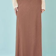 Yumi Brown Viscose Maxi Skirt