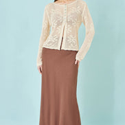 Yumi Brown Viscose Maxi Skirt