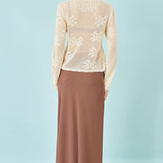 Yumi Brown Viscose Maxi Skirt