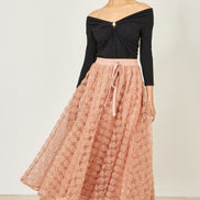 Yumi Blush Pink Spot and Rose Tulle Skirt
