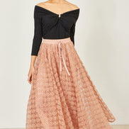 Yumi Blush Pink Spot and Rose Tulle Skirt