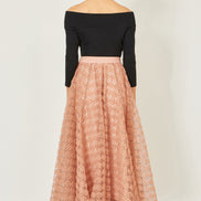 Yumi Blush Pink Spot and Rose Tulle Skirt