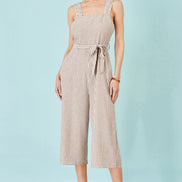 Yumi Brown Stripe Strappy Jumpsuit