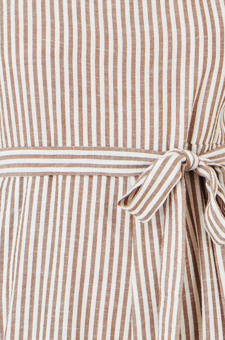 Yumi Brown Stripe Strappy Jumpsuit