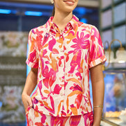 Yumi Pink Abstract Floral Shirt