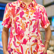 Yumi Pink Abstract Floral Shirt